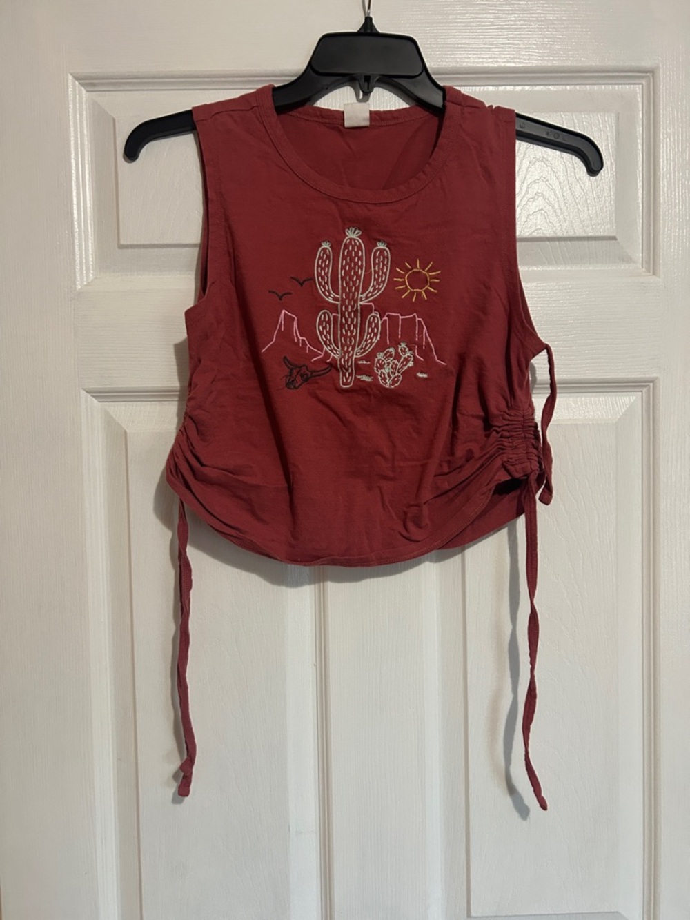 PINK Victoria's Secret Rust Red Cactus Ruched Crop Tank